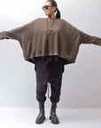 【PLÜ】 UNISEX COTTON SWEAT WIDE SHORT TOP PL8_CHOCOLATE
