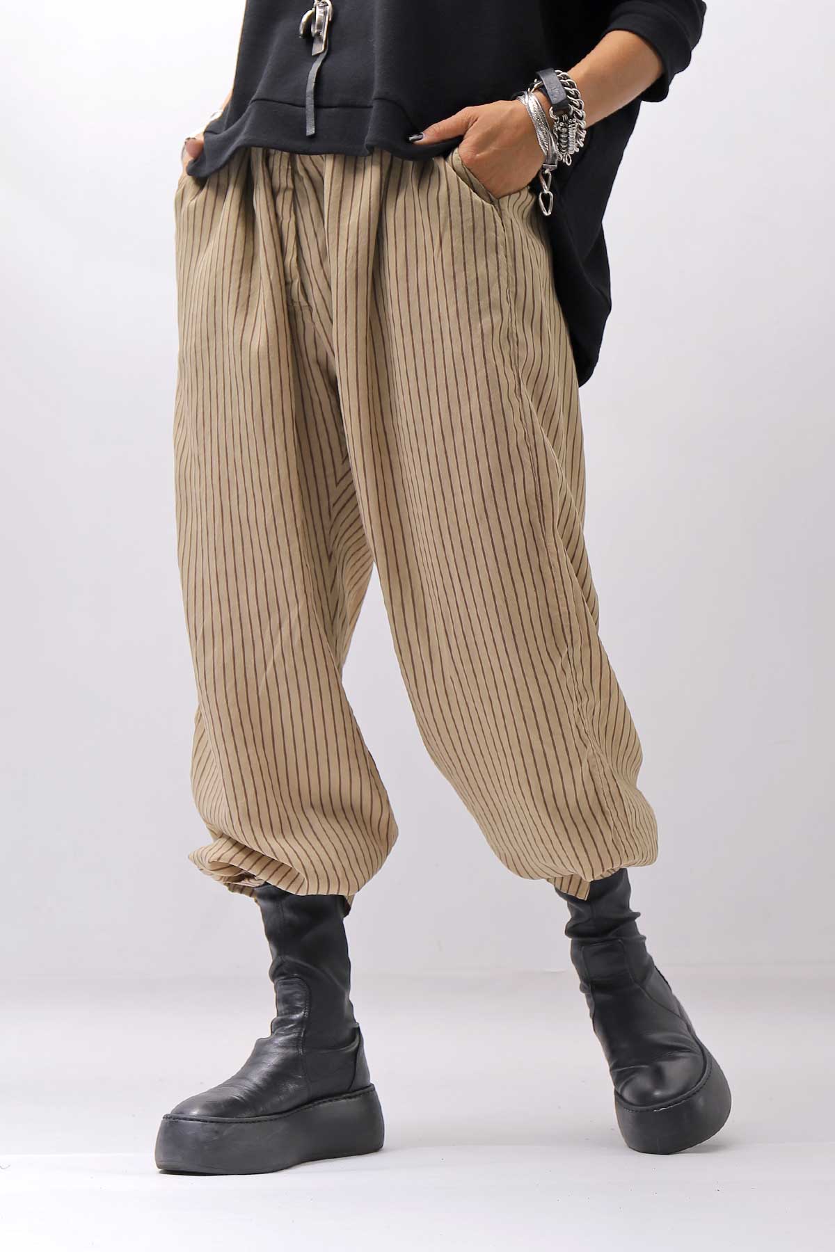 【RUNDHOLZ】 VINTAGE-DYED STRIPED WIDE PANTS_CLAY CLOUD STRIPE