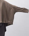 【PLÜ】 UNISEX COTTON SWEAT WIDE SHORT TOP PL8_CHOCOLATE