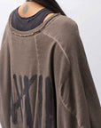 【PLÜ】 UNISEX COTTON SWEAT WIDE SHORT TOP PL8_CHOCOLATE