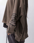 【PLÜ】 UNISEX COTTON SWEAT WIDE SHORT TOP PL8_CHOCOLATE