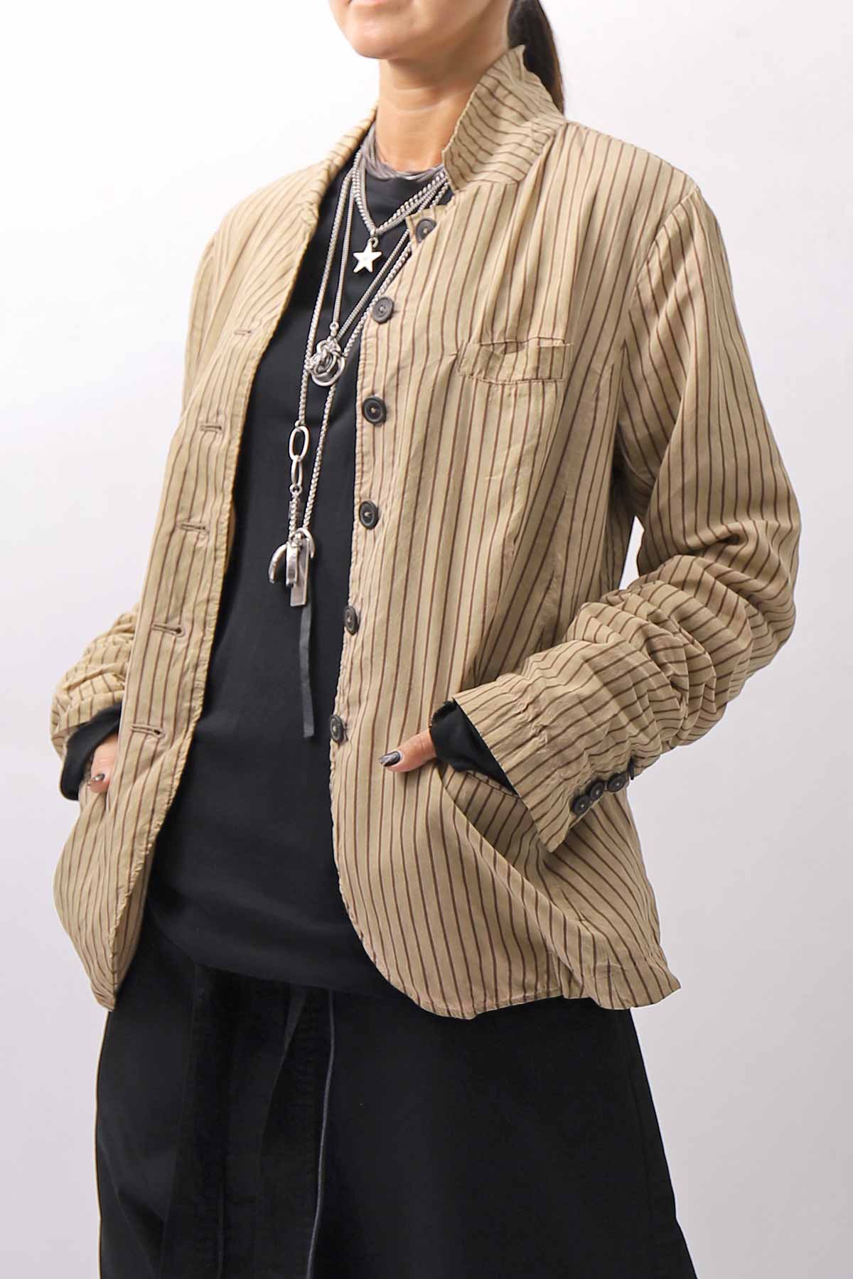 【RUNDHOLZ】 VINTAGE-DYED STRIPED SHIRT JACKET_CLAY CLOUD STRIPE