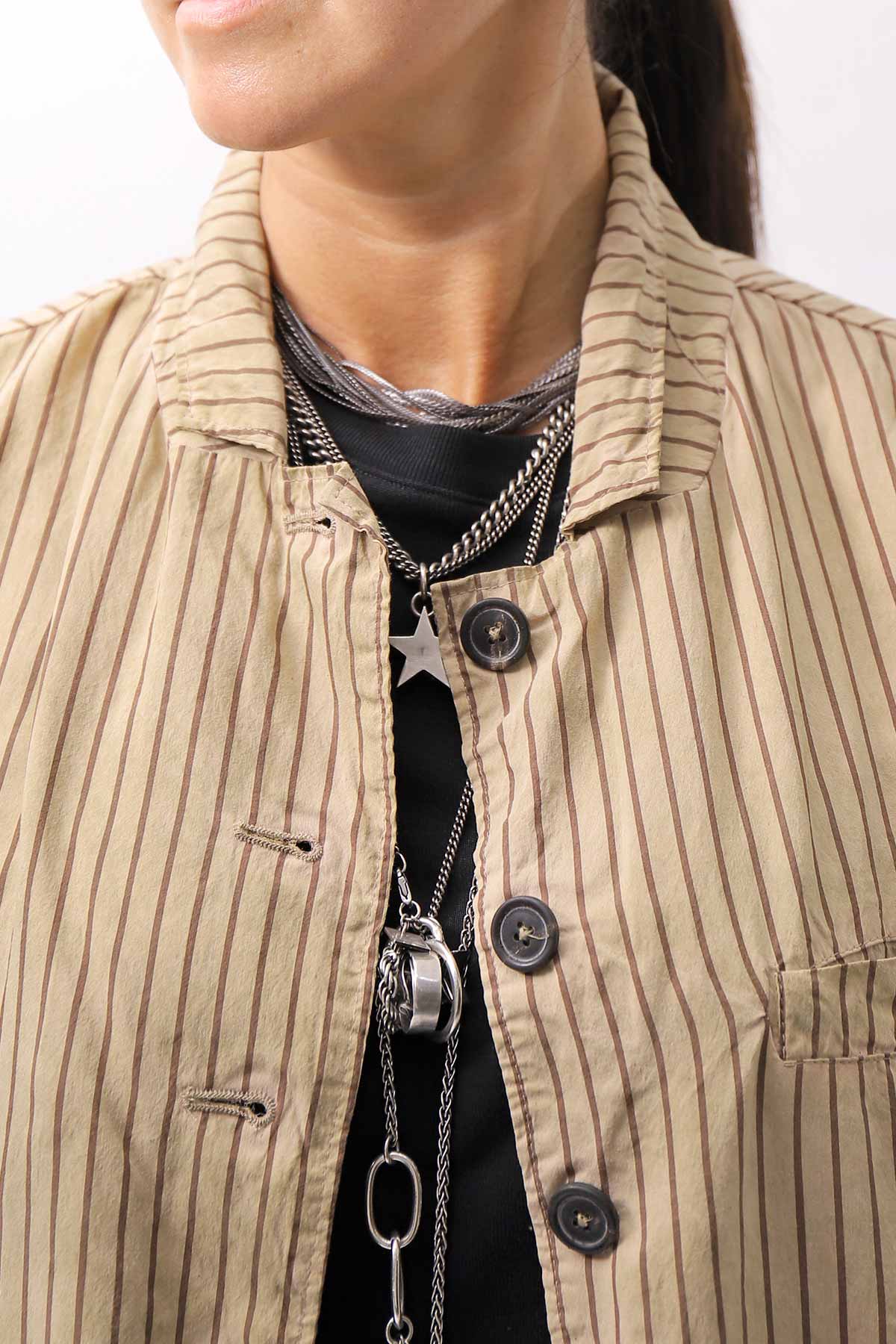 【RUNDHOLZ】 VINTAGE-DYED STRIPED SHIRT JACKET_CLAY CLOUD STRIPE