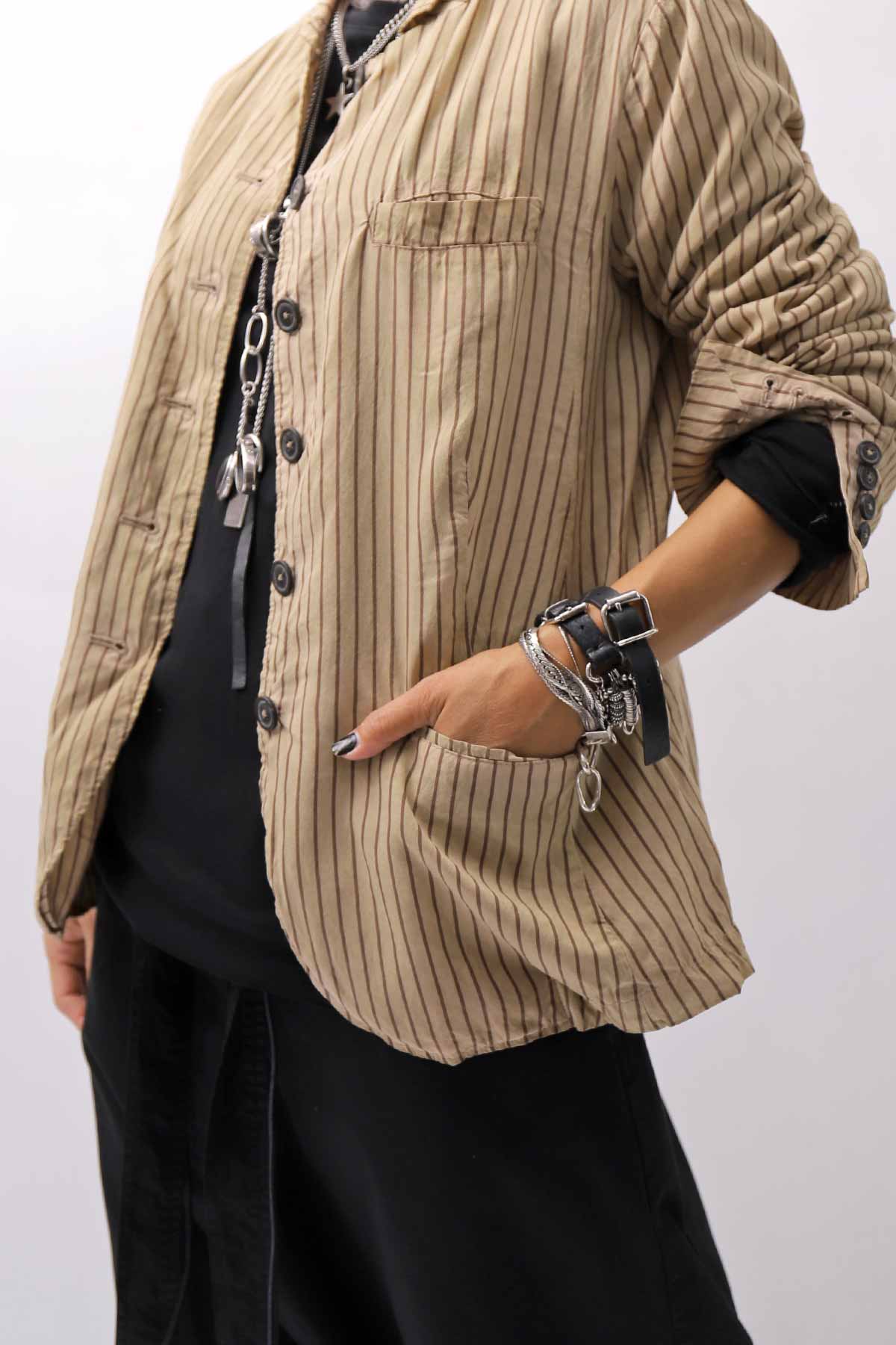 【RUNDHOLZ】 VINTAGE-DYED STRIPED SHIRT JACKET_CLAY CLOUD STRIPE