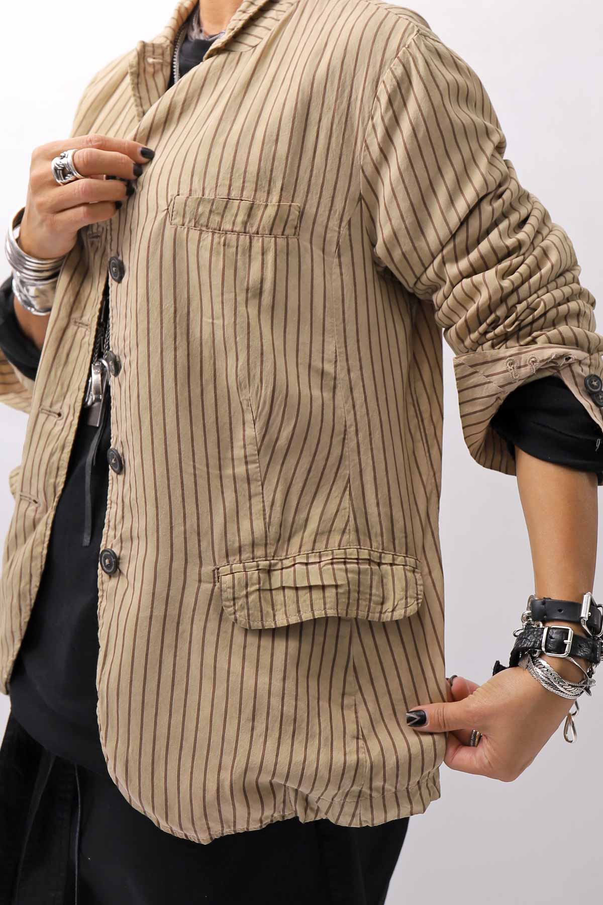 【RUNDHOLZ】 VINTAGE-DYED STRIPED SHIRT JACKET_CLAY CLOUD STRIPE