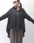 【studio b3】 BACK LAYERED SWEAT ZIP-UP HOODIE MPB1877_BLACK