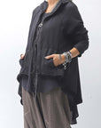 【studio b3】 BACK LAYERED SWEAT ZIP-UP HOODIE MPB1877_BLACK
