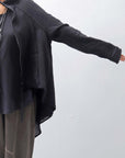 【studio b3】 BACK LAYERED SWEAT ZIP-UP HOODIE MPB1877_BLACK