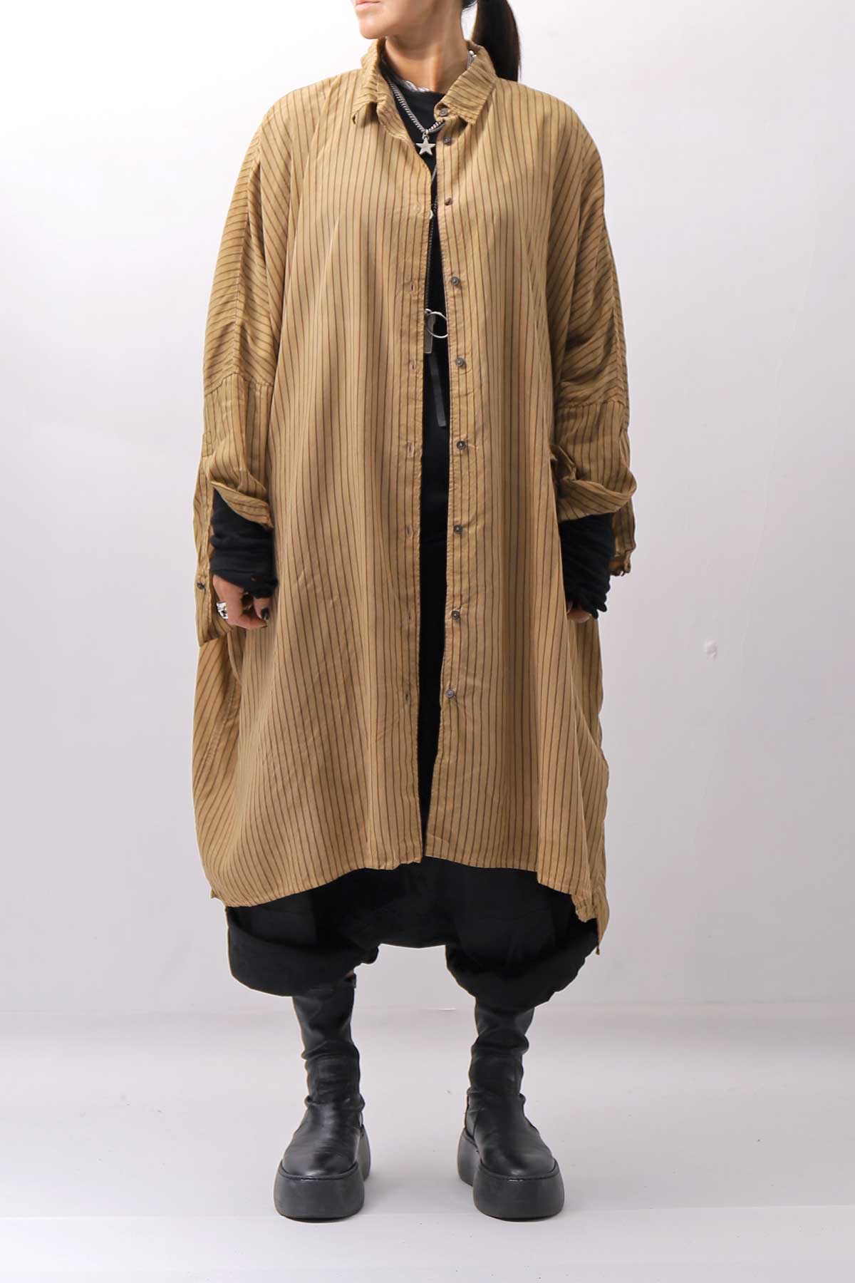【RUNDHOLZ】 VINTAGE-DYED OVERSIZED STRIPED SHIRT_DAKAR CLOUD STRIPE