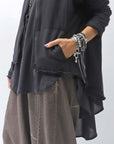 【studio b3】 BACK LAYERED SWEAT ZIP-UP HOODIE MPB1877_BLACK