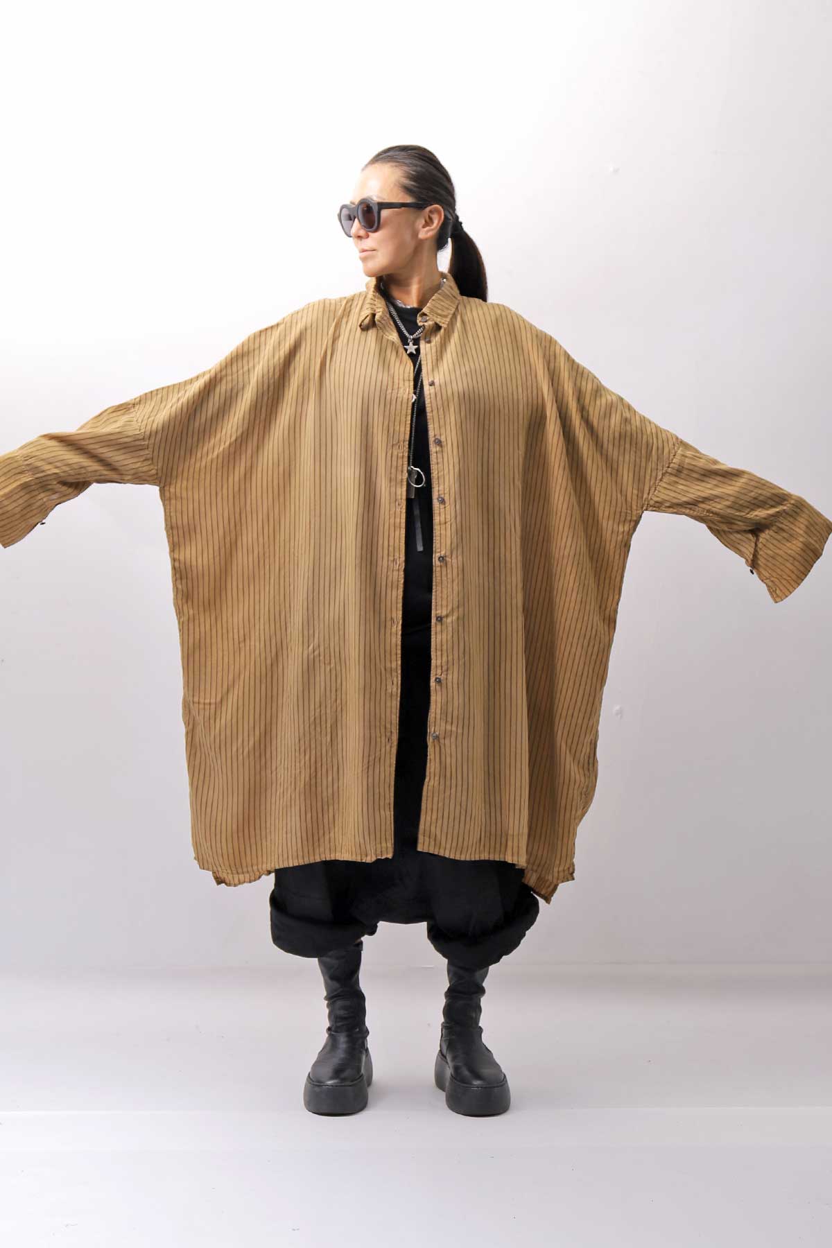 【RUNDHOLZ】 VINTAGE-DYED OVERSIZED STRIPED SHIRT_DAKAR CLOUD STRIPE