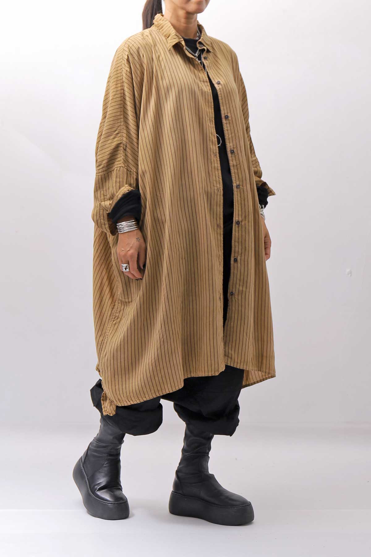 【RUNDHOLZ】 VINTAGE-DYED OVERSIZED STRIPED SHIRT_DAKAR CLOUD STRIPE