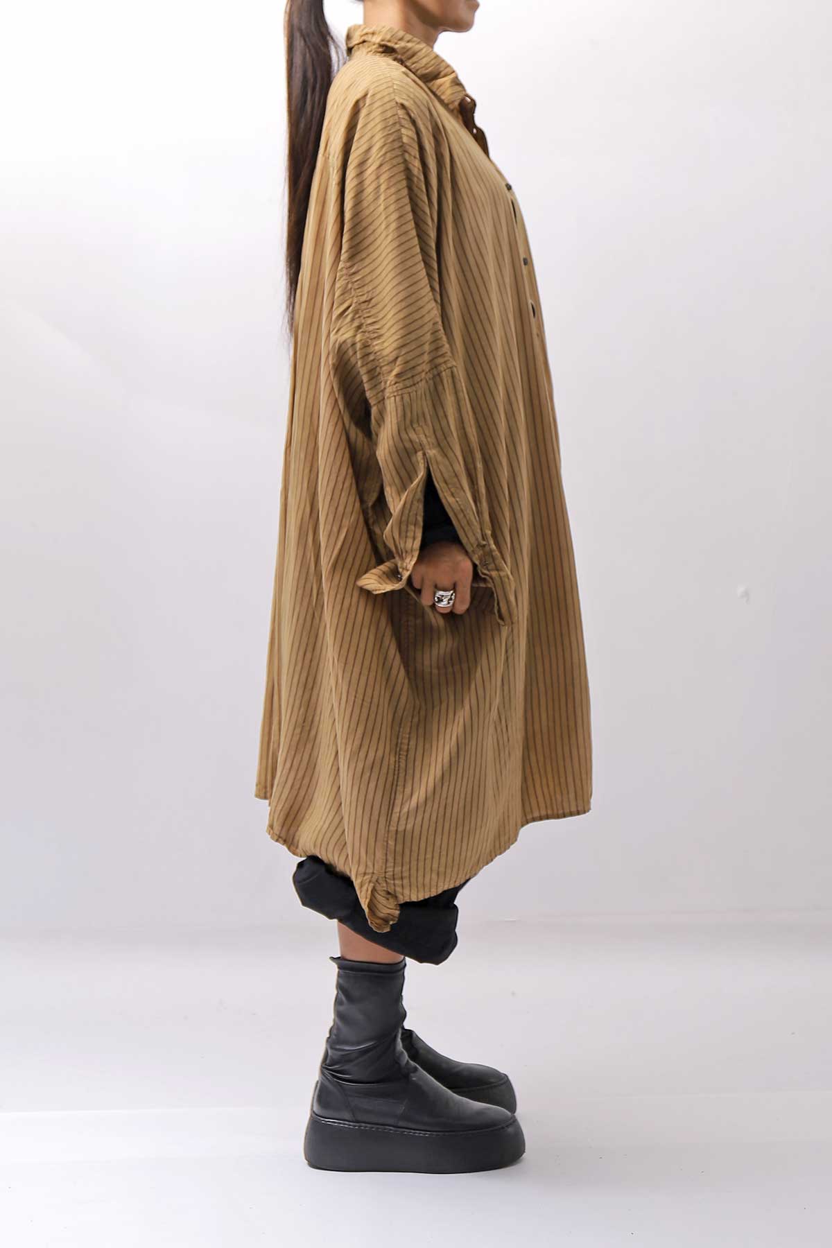 【RUNDHOLZ】 VINTAGE-DYED OVERSIZED STRIPED SHIRT_DAKAR CLOUD STRIPE
