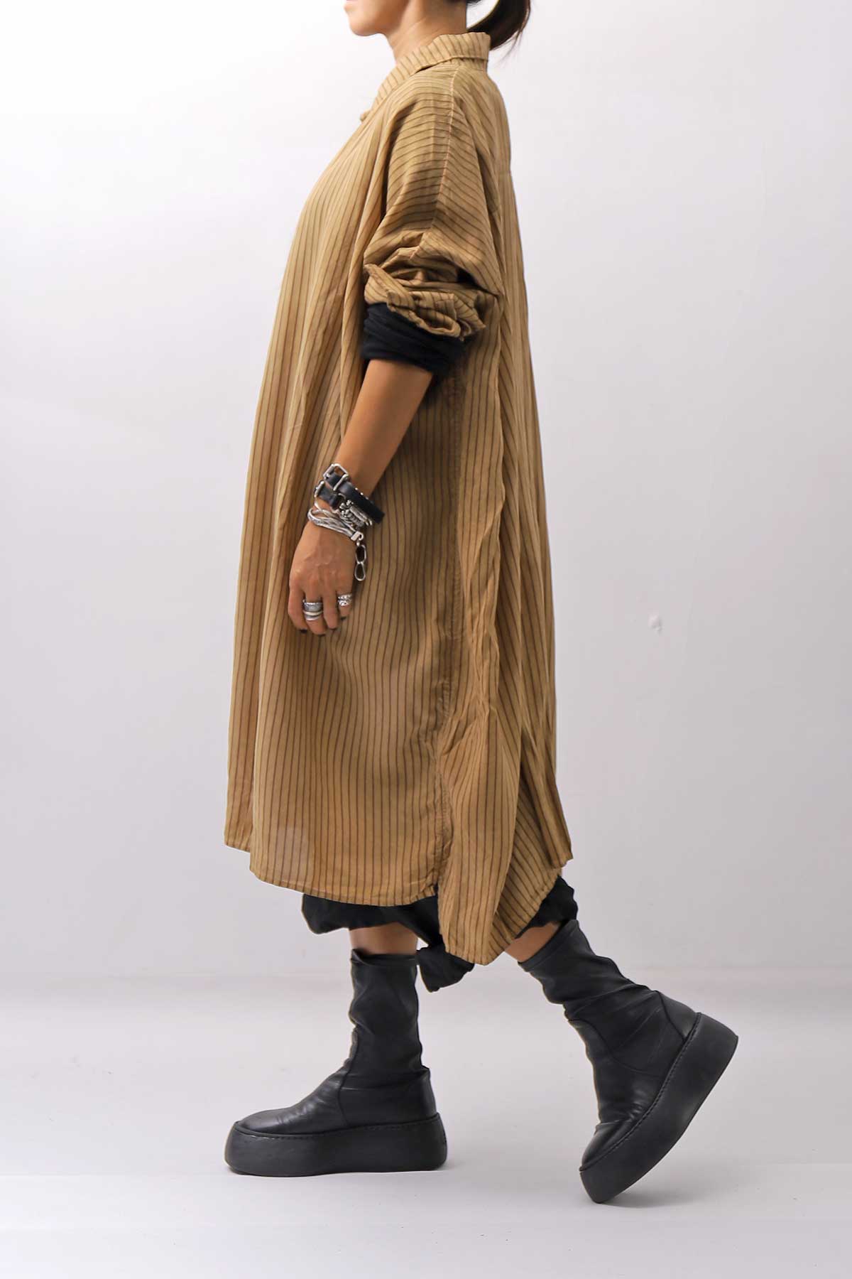 【RUNDHOLZ】 VINTAGE-DYED OVERSIZED STRIPED SHIRT_DAKAR CLOUD STRIPE