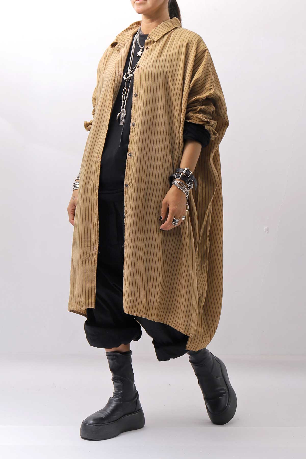 【RUNDHOLZ】 VINTAGE-DYED OVERSIZED STRIPED SHIRT_DAKAR CLOUD STRIPE