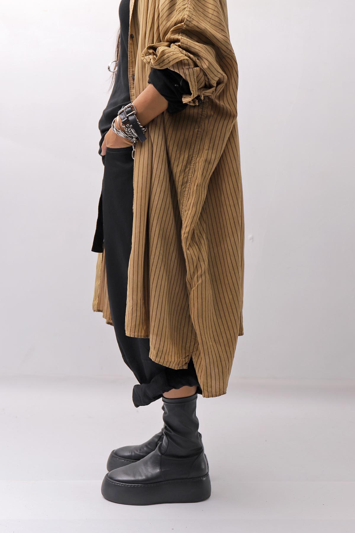 【RUNDHOLZ】 VINTAGE-DYED OVERSIZED STRIPED SHIRT_DAKAR CLOUD STRIPE