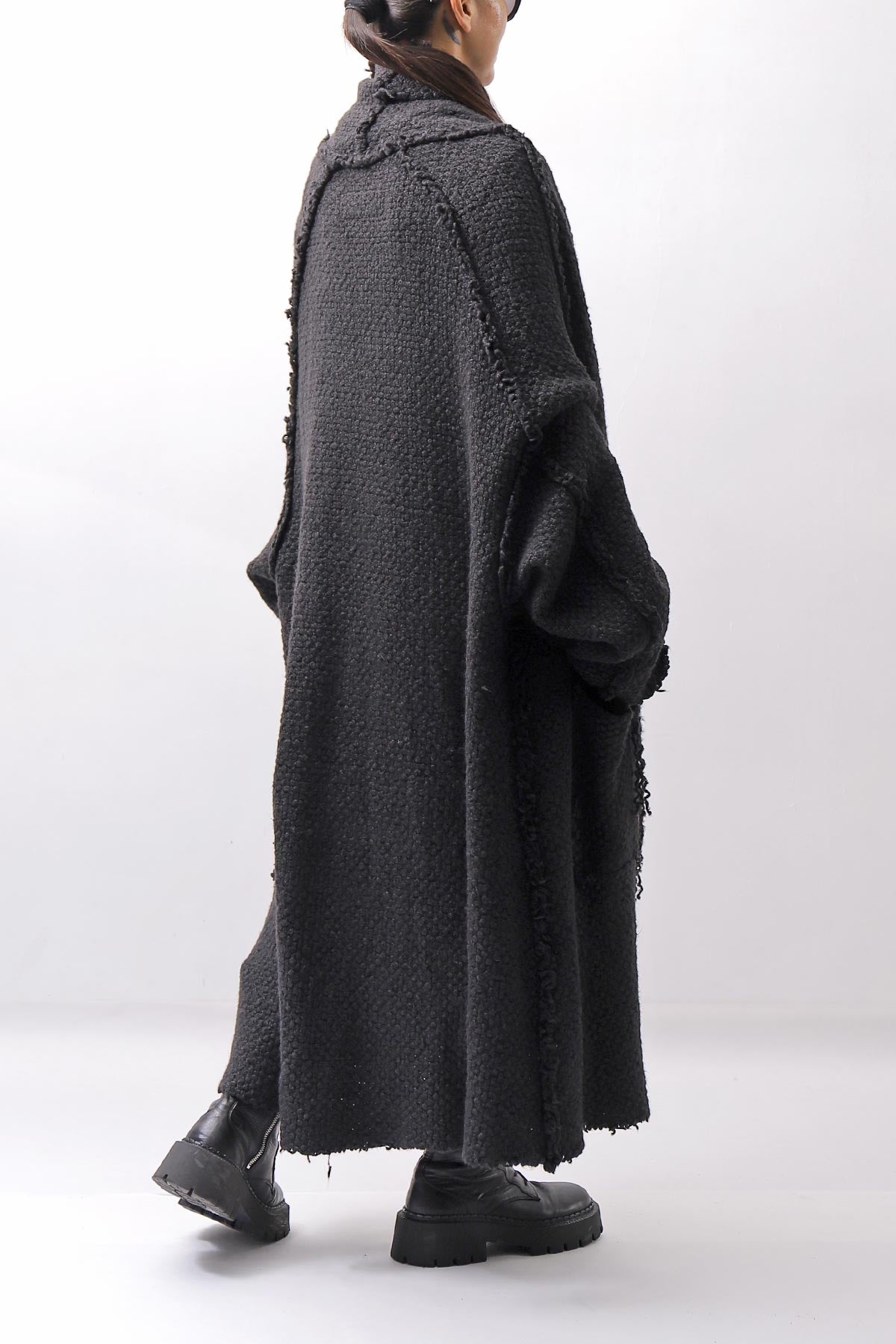 【RUNDHOLZ】 OVERSIZED GRUNGE SILK KNIT CARDIGAN COAT_BLACK