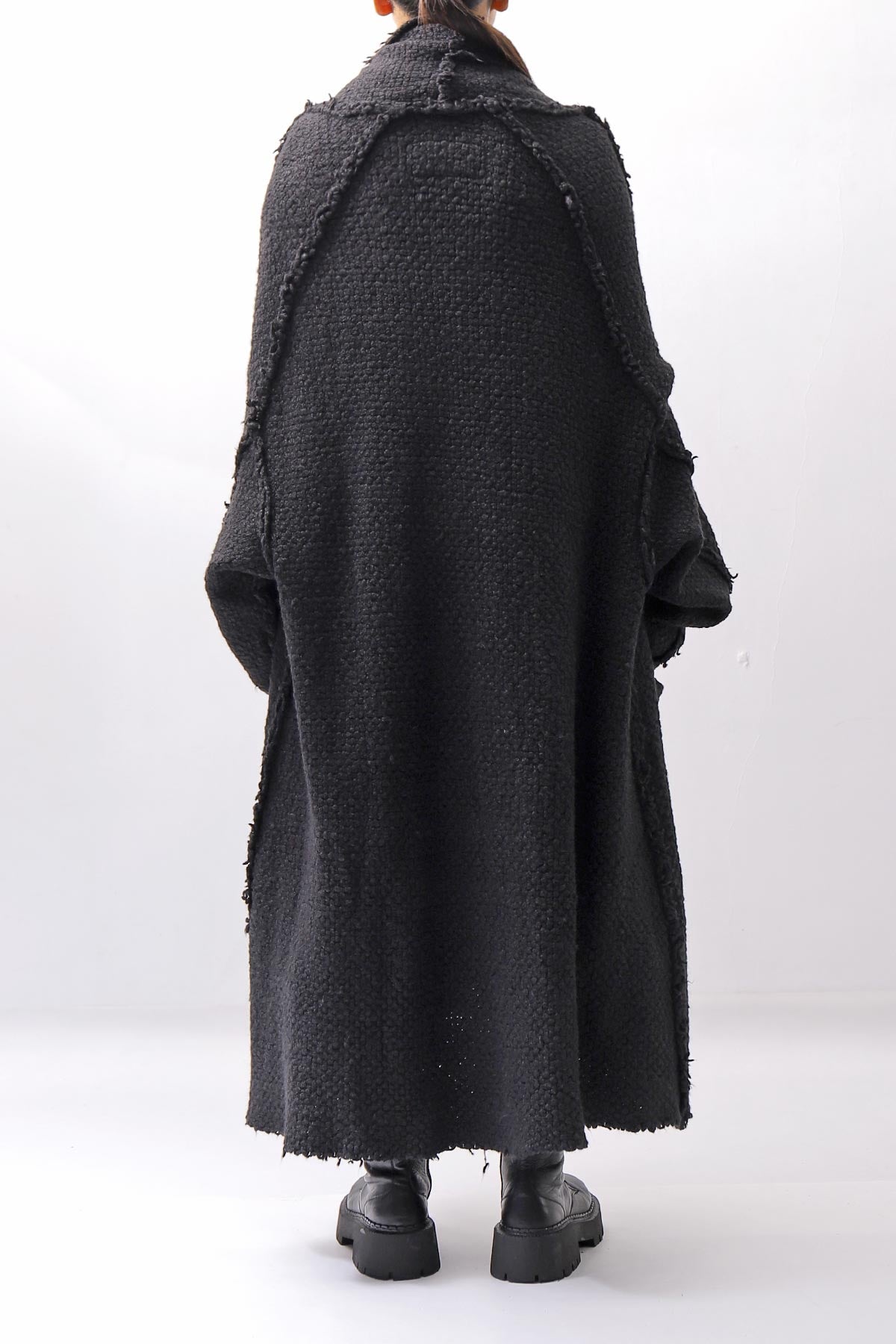 【RUNDHOLZ】 OVERSIZED GRUNGE SILK KNIT CARDIGAN COAT_BLACK