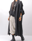 【RUNDHOLZ】 OVERSIZED GRUNGE SILK KNIT CARDIGAN COAT_BLACK