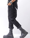 【studio b3】 UNISEX CRINKLED SOFT COTTON PANTS RBB1972_BLACK