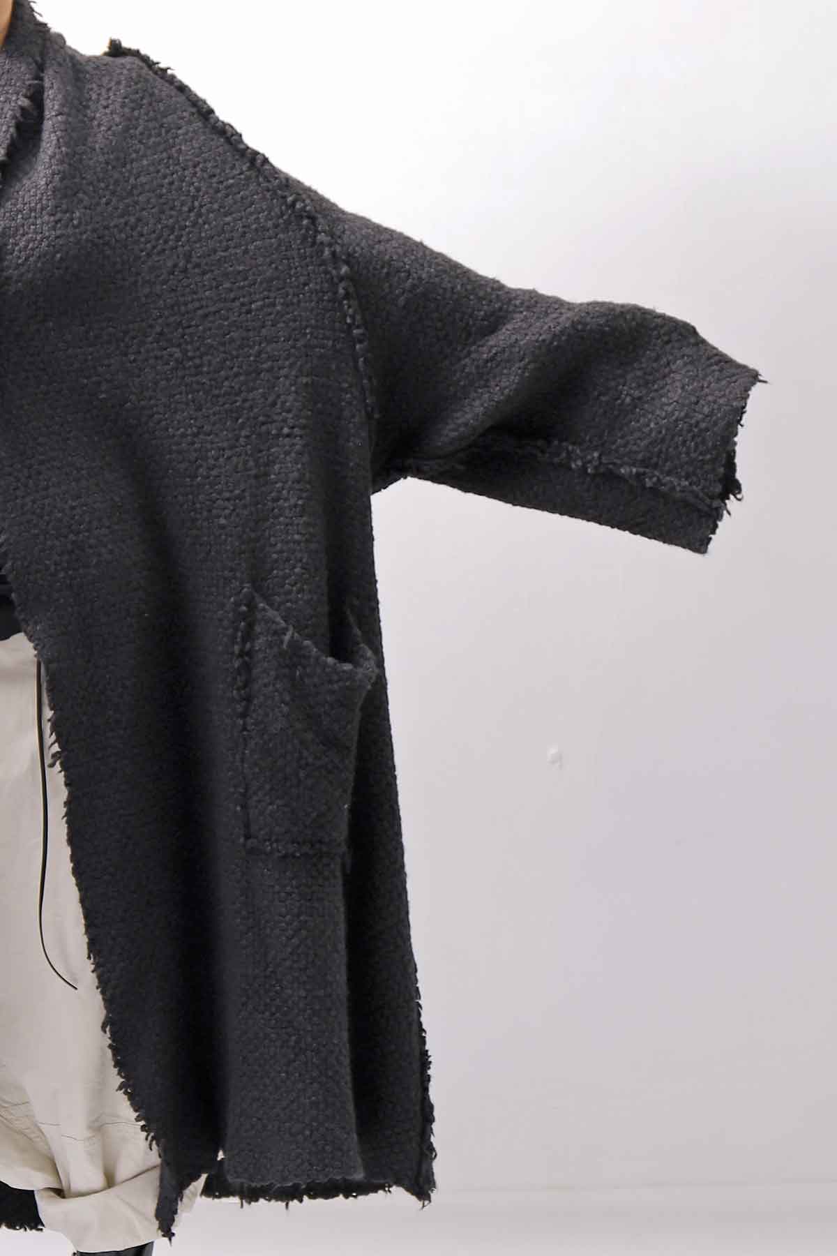 【RUNDHOLZ】 OVERSIZED GRUNGE SILK KNIT CARDIGAN COAT_BLACK