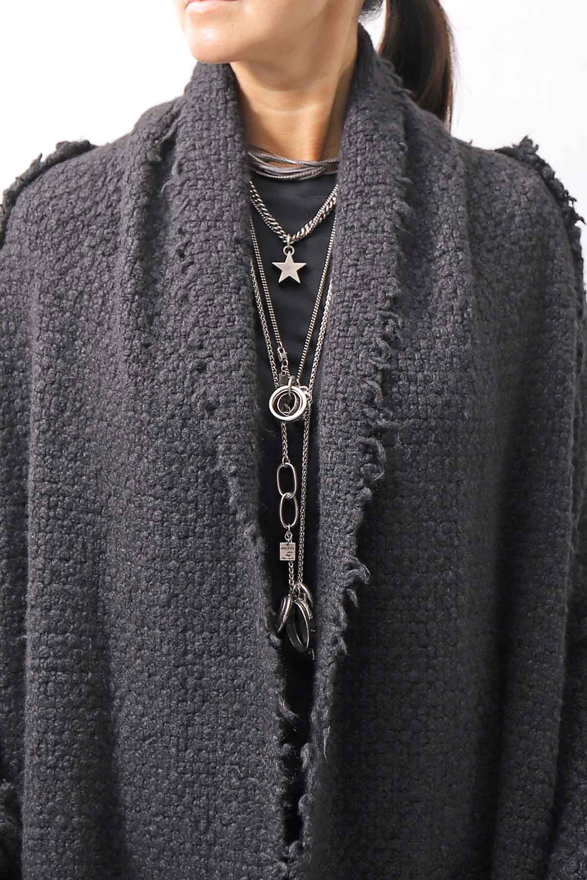 【RUNDHOLZ】 OVERSIZED GRUNGE SILK KNIT CARDIGAN COAT_BLACK