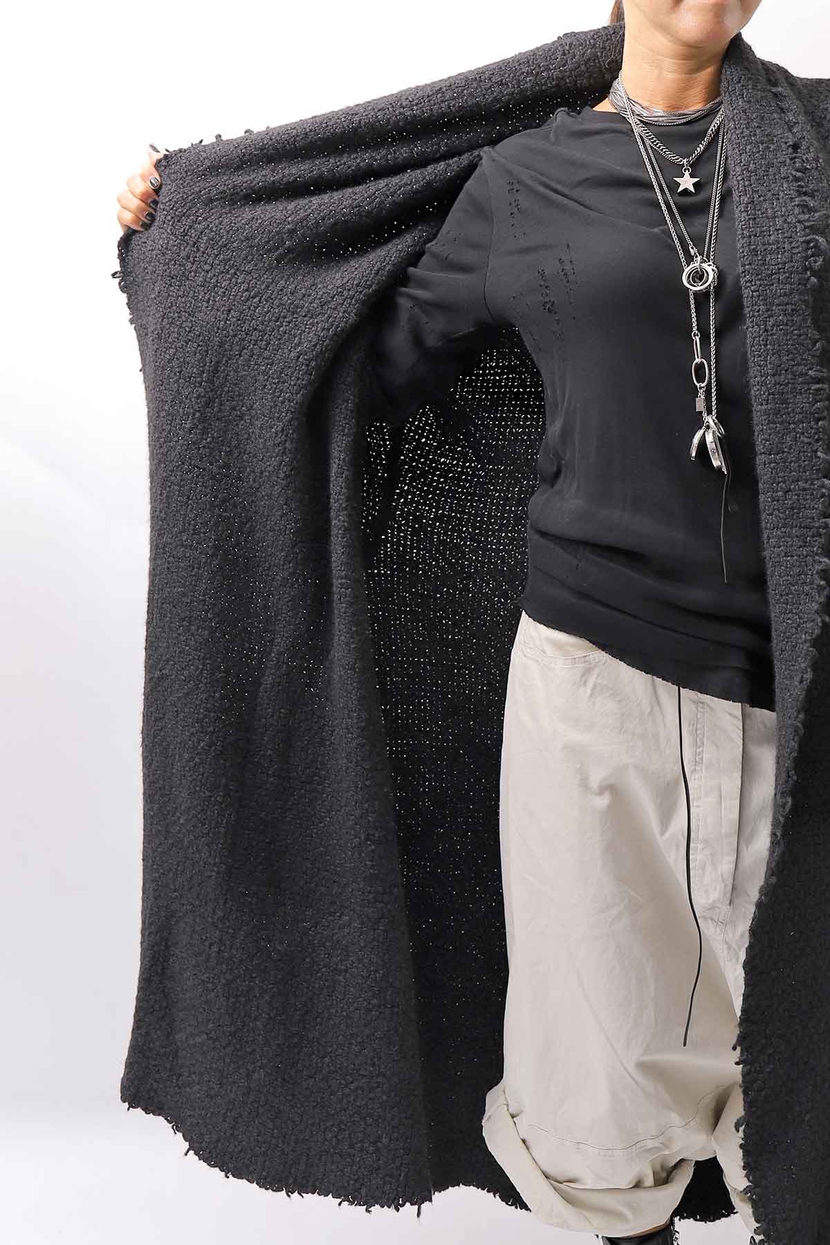 【RUNDHOLZ】 OVERSIZED GRUNGE SILK KNIT CARDIGAN COAT_BLACK