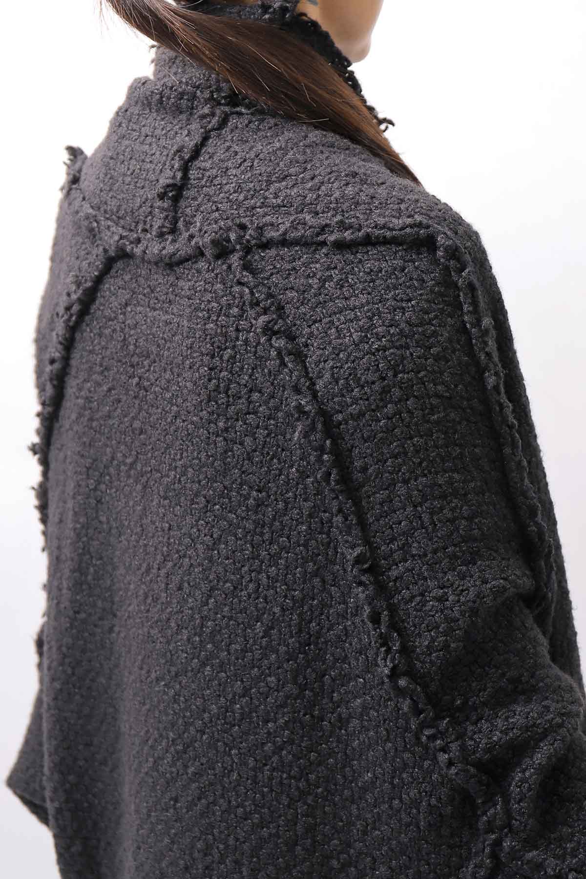 【RUNDHOLZ】 OVERSIZED GRUNGE SILK KNIT CARDIGAN COAT_BLACK