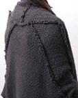 【RUNDHOLZ】 OVERSIZED GRUNGE SILK KNIT CARDIGAN COAT_BLACK
