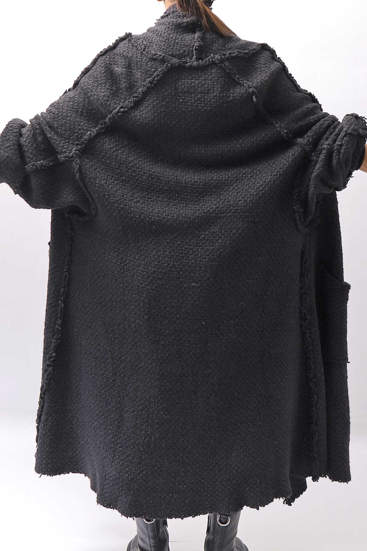 【RUNDHOLZ】 OVERSIZED GRUNGE SILK KNIT CARDIGAN COAT_BLACK