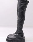 【AGL】 STRETCH LEATHER OVER-THE-KNEE HIGH BOOTS_BLACK