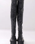 【AGL】 STRETCH LEATHER OVER-THE-KNEE HIGH BOOTS_BLACK