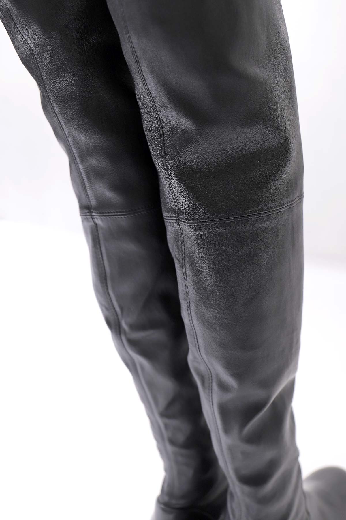 【AGL】 STRETCH LEATHER OVER-THE-KNEE HIGH BOOTS_BLACK