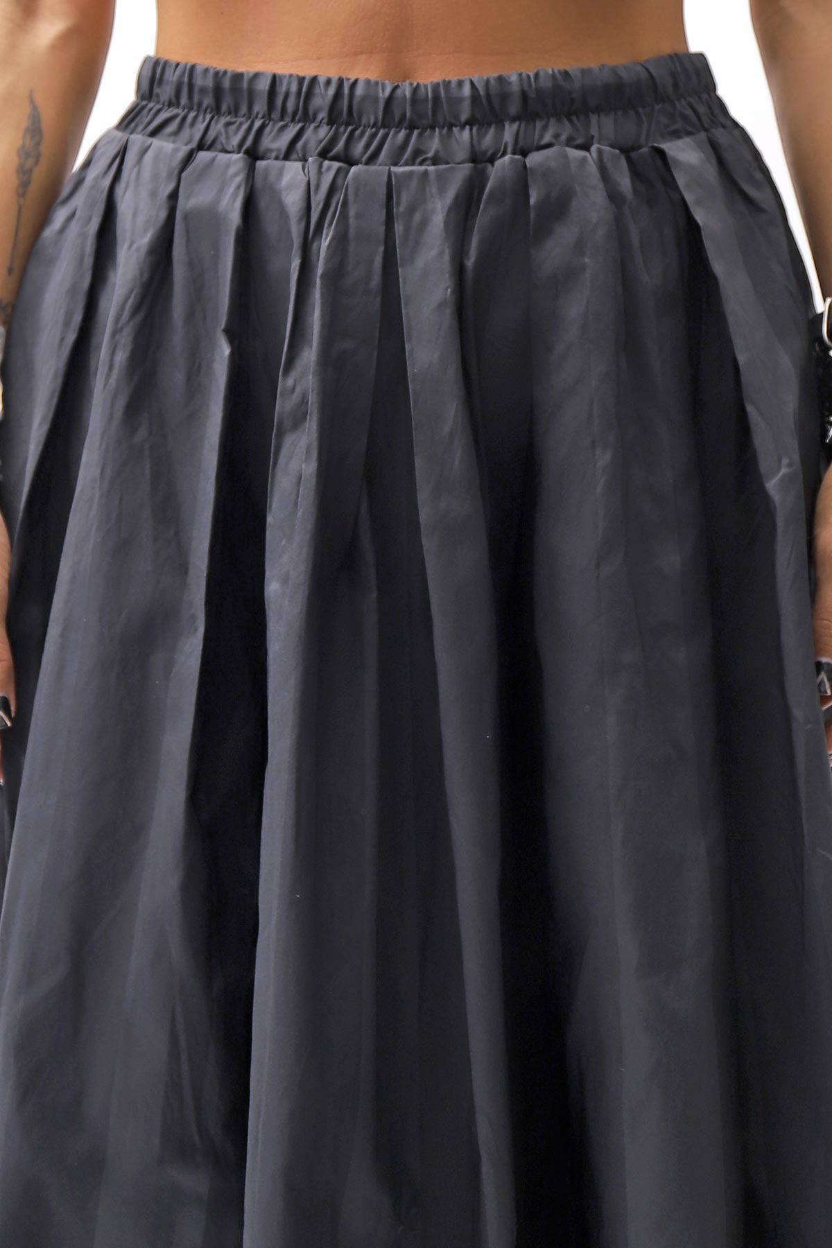 【PLÜ】 SHAPE MEMORY SKIRT PL09_WIDE STRIPE