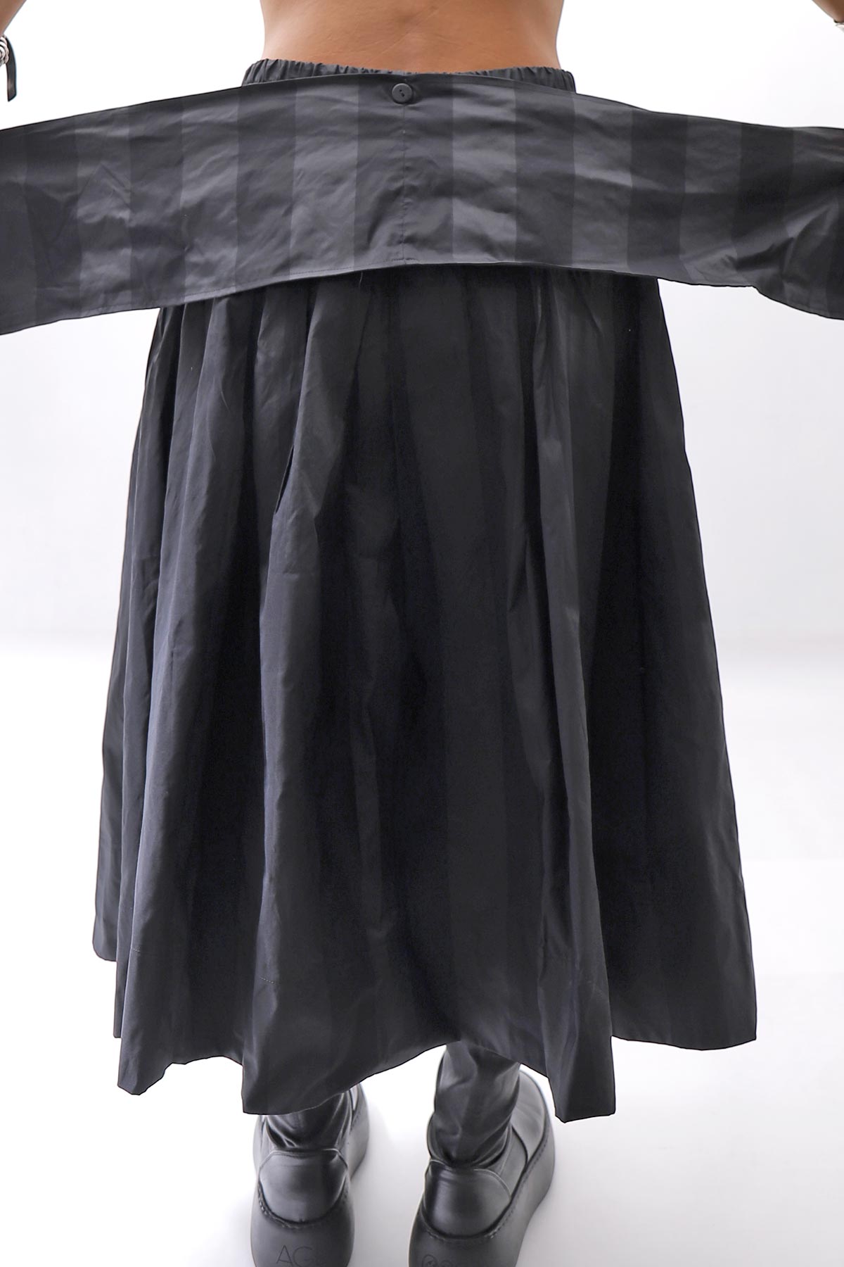 【PLÜ】 SHAPE MEMORY SKIRT PL09_WIDE STRIPE