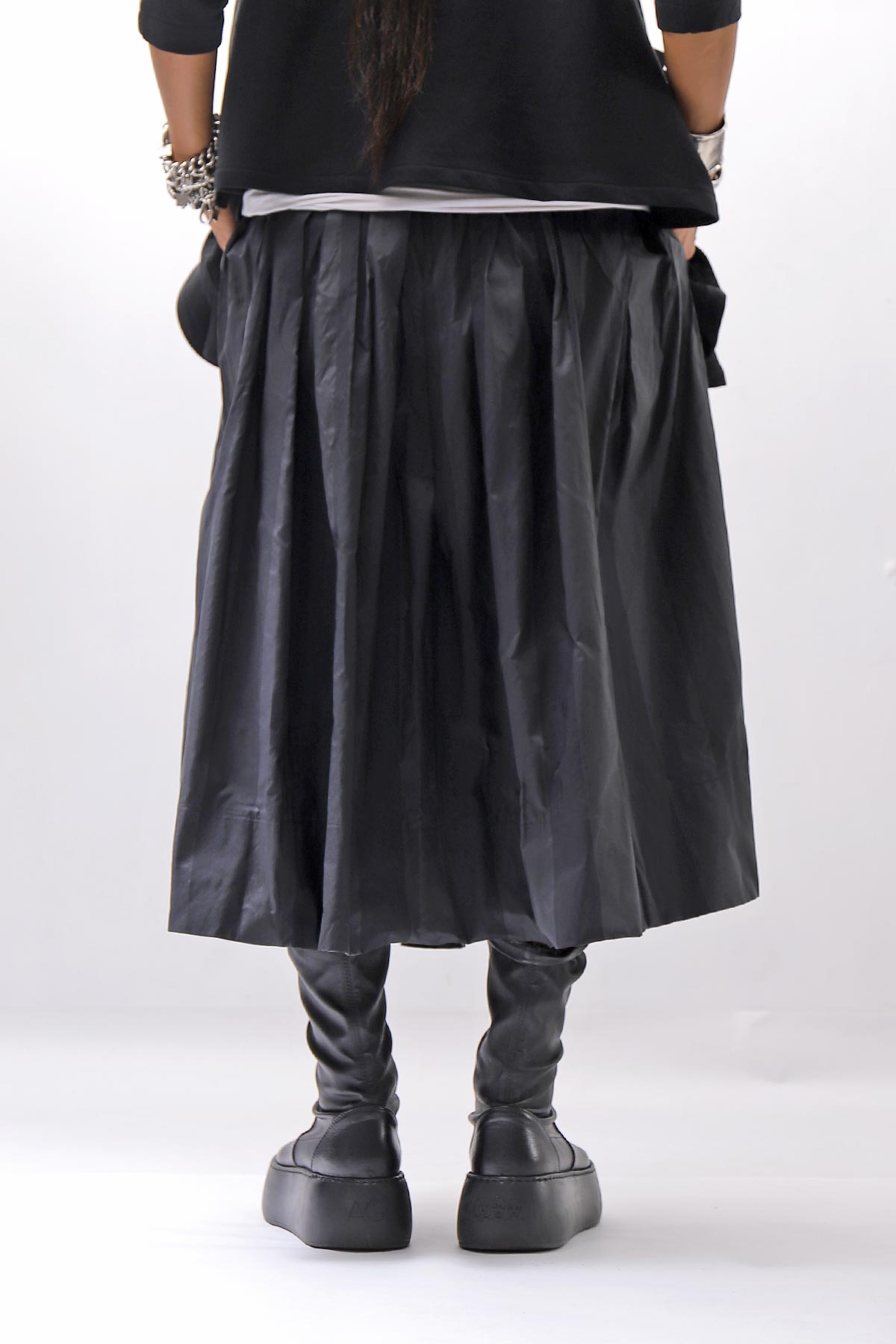【PLÜ】 SHAPE MEMORY SKIRT PL09_WIDE STRIPE