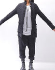 【studio b3】 UNISEX CRINKLED SOFT COTTON CARDIGAN JACKET RBB1971_BLACK