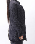 【studio b3】 UNISEX CRINKLED SOFT COTTON CARDIGAN JACKET RBB1971_BLACK