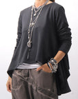 【PLÜ】 FLARED COTTON LIGHT SWEAT SHORT TOP PL11T_BLACK