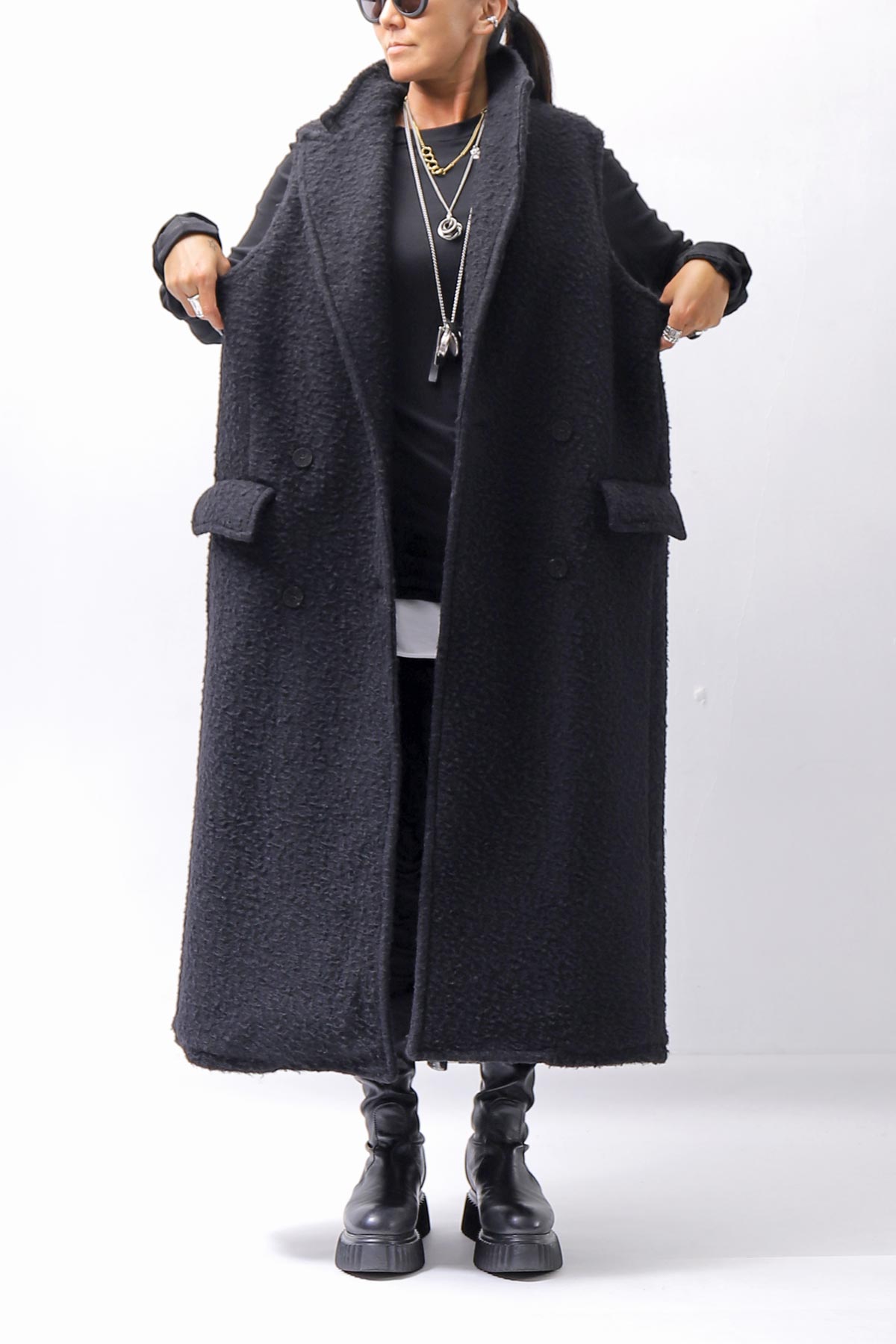 【NOSTRASANTISSIMA】 CASENTINO &amp; TULLE GILET J106_BLACK