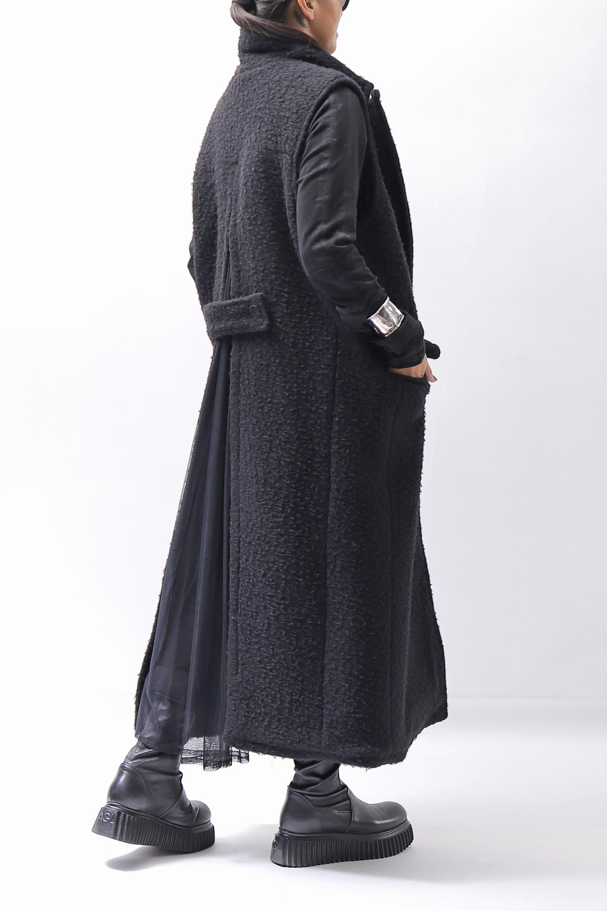 【NOSTRASANTISSIMA】 CASENTINO &amp; TULLE GILET J106_BLACK
