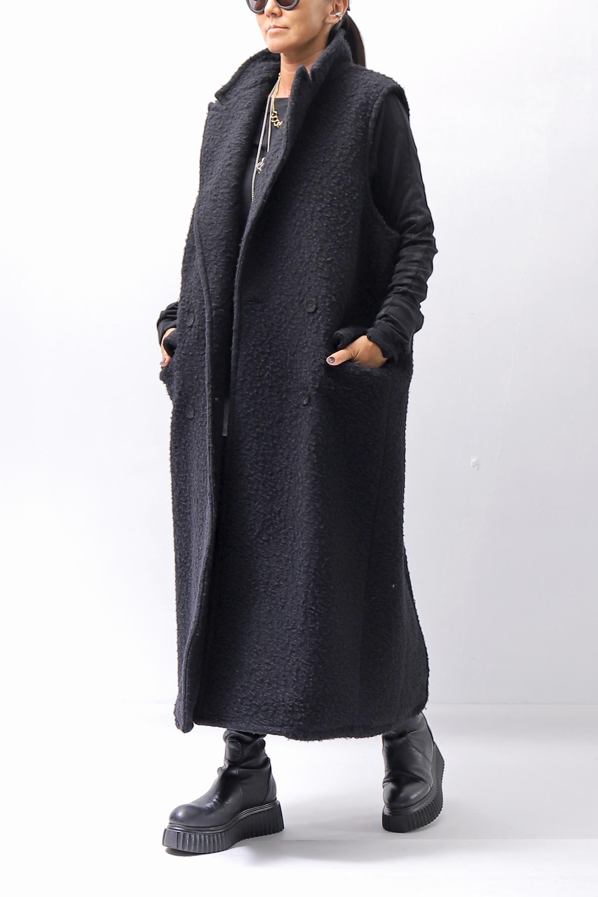 【NOSTRASANTISSIMA】 CASENTINO &amp; TULLE GILET J106_BLACK