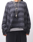 【PLÜ】 COTTON LIGHT SWEAT BALLOON SHORT TOP PL14_WIDE STRIPE