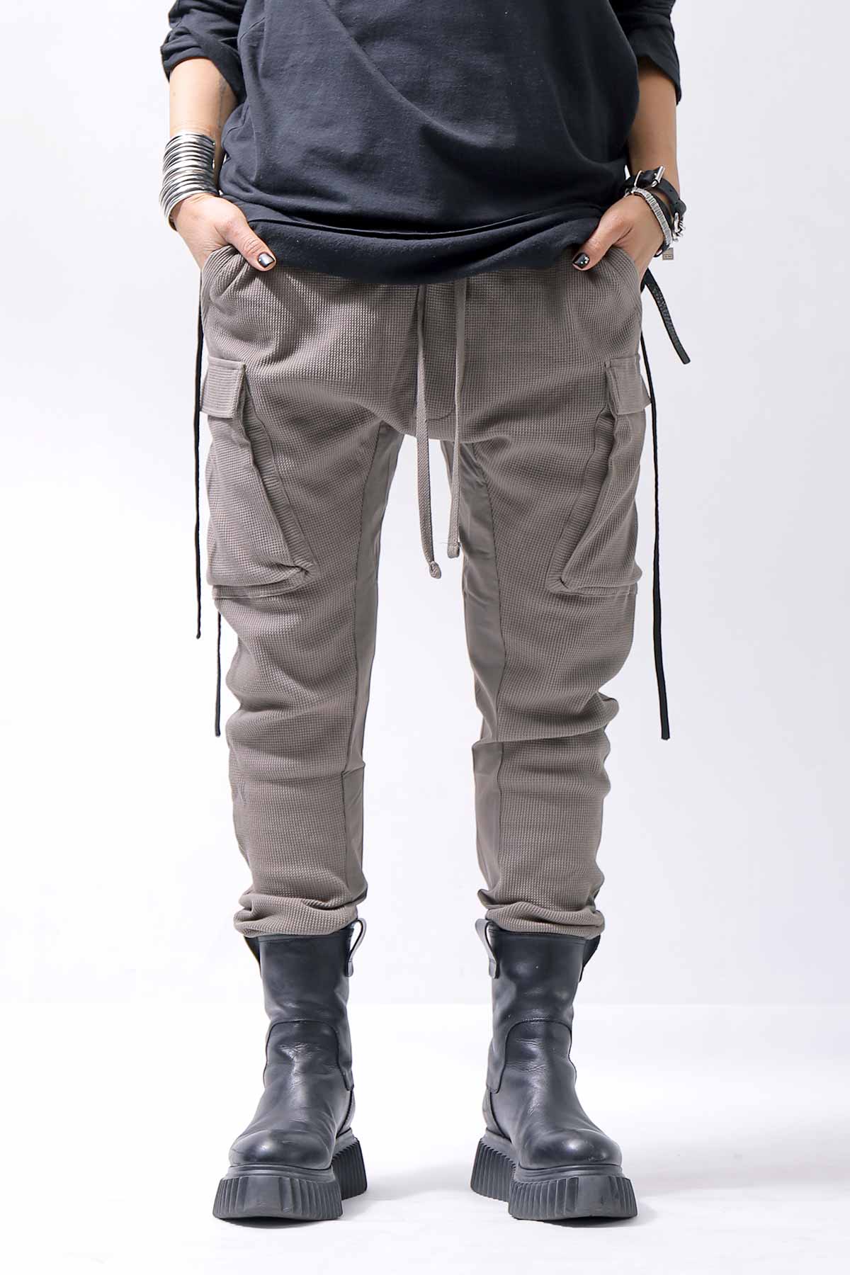 【thom/krom】 UNISEX COTTON WAFFLE RIB PANTS MST384_FOSSIL