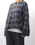 【PLÜ】 COTTON LIGHT SWEAT BALLOON SHORT TOP PL14_WIDE STRIPE
