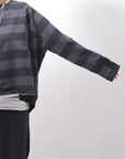 【PLÜ】 COTTON LIGHT SWEAT BALLOON SHORT TOP PL14_WIDE STRIPE