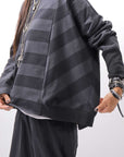 【PLÜ】 COTTON LIGHT SWEAT BALLOON SHORT TOP PL14_WIDE STRIPE
