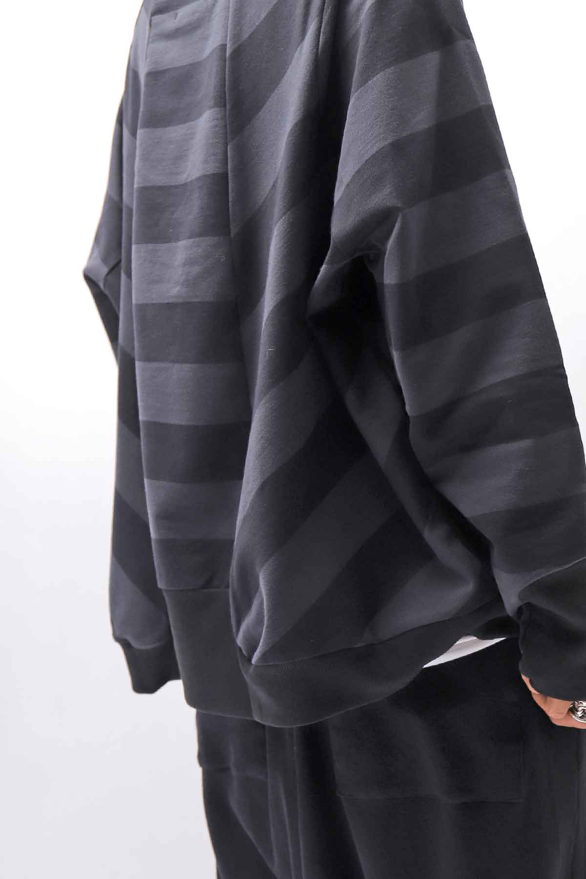 【PLÜ】 COTTON LIGHT SWEAT BALLOON SHORT TOP PL14_WIDE STRIPE