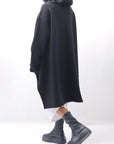 【PLÜ】 UNISEX ASYMMETRIC COTTON NEOPRENE HOODIE TOP PL11H_BLACK