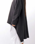 【PLÜ】 UNISEX ASYMMETRIC COTTON NEOPRENE HOODIE TOP PL11H_BLACK